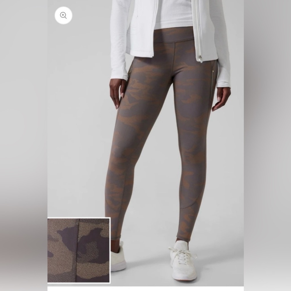 NWT ATHLETA 2X Rainier Reflective Tight Camo Lux Reflective Bluff Grey new